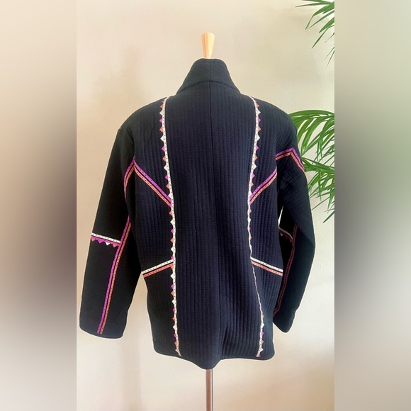 ba&sh Elegant Black Jacket Quilted With Crochet Detail French Size 1 - Picture 6 of 12